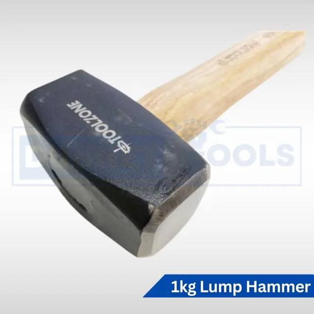 Lump Hammer Heavy Duty 1kg Hickory Wood Hand Tool Masons Club Mallet