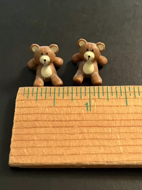 2 Miniature Dollhouse Brown Teddy Bears