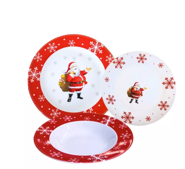 MamboCat Chrissi - Set di 18 piatti rossi per 6 persone, piatti piani  natalizi, piatti fondi e piatti da dessert, decorazione a vortice, in grès  : : Casa e cucina