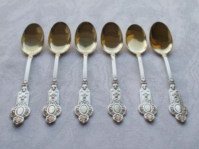 Raro Set Di 6 Storico Cucchiaino Dessert Di 800er Argento Wilkens&sö. Um 1880