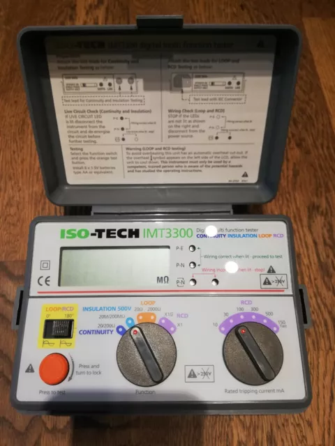 Iso-Tech Imt3300 Digital Multi Function Tester Continuity Insulation Loop Rcd