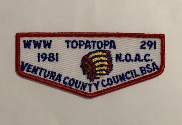 OA Topatopa Lodge 291 Ventura County Council BSA 1981 NOAC Flap Mint