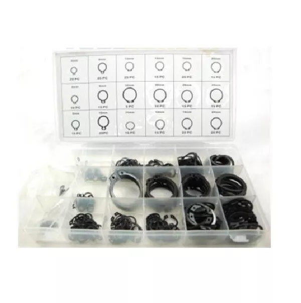 300pz Set Circlip Misti Contenitore Esterno Cir Sir Clip Scatto Anello Assortimento