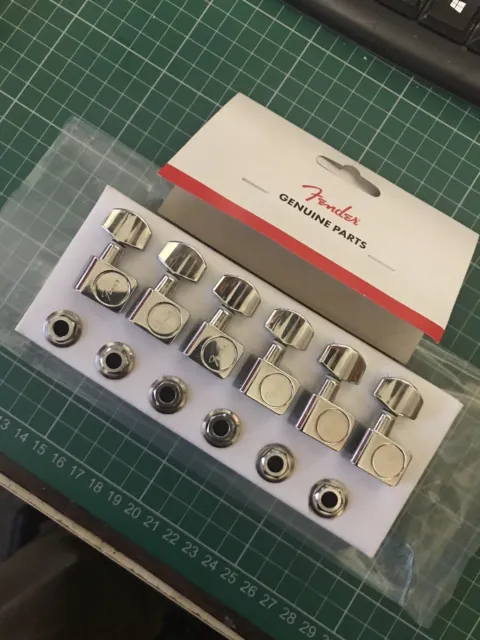 Genuine Fender 6 inline Strat Tele 2 pin chrome  tuners