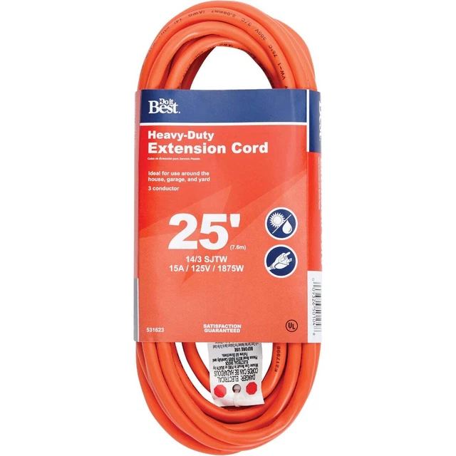 Cable de extensión exterior de alta resistencia Do it Best 25 ft 14/3 OU-JTW143-25-O SIM