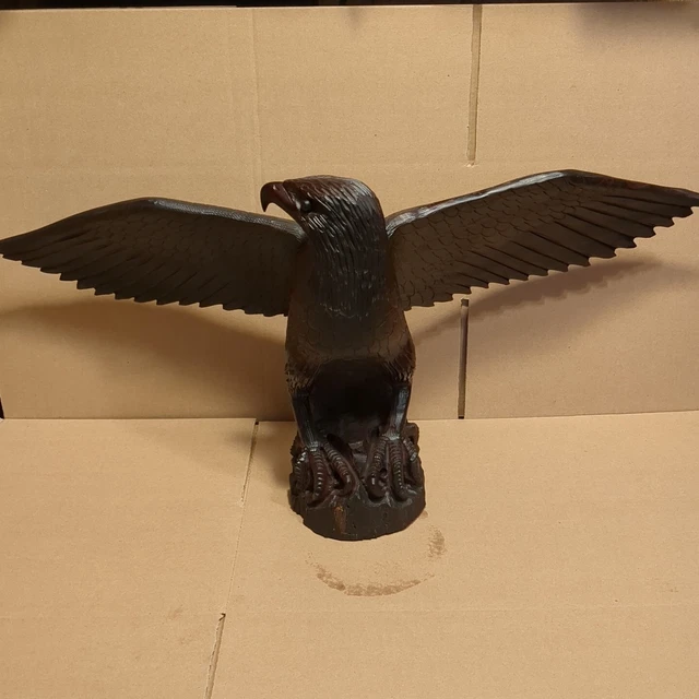 28"Vintage Ironwood Eagle Carving Carved Sculpture Bird Figure Art Statue Large