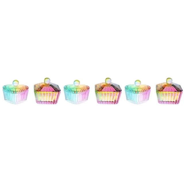 6 piezas platos tapones de cristal platos tazones de arte de uñas