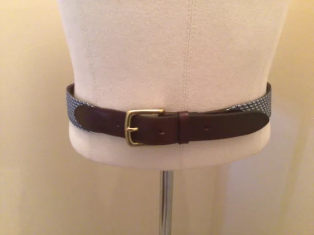 Mens SZ 36 Vineyard Vines leather Vineyard Whale silk club belt in Blue $68