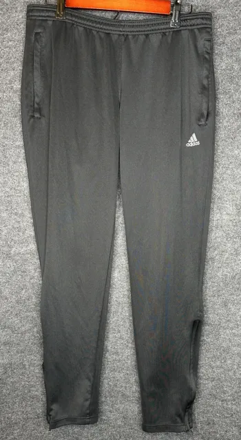 Adidas Womens Large Jogger Track Soccer Pants Climalite Zip Ankle Black