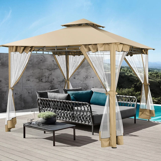Pavillon 3x3m Wasserdicht UV Gartenpavillion Partyzelt Dachmaß mit Moskitonet DE