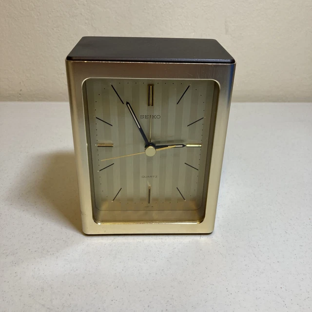 SEIKO DESK/ MANTLE clock gold color quartz battery . b11 7.49 PicClick