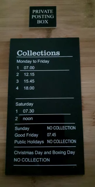 Royal Mail EIIR Post Box Door Insert Sign Collection Time plate & Private Tab
