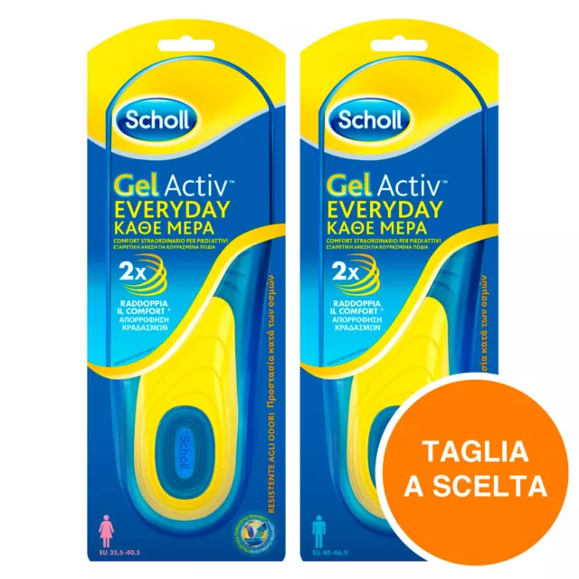 Scholl Gel Activ Everyday Solette Piedi Plantari Scarpe Antishock Uomo Donna