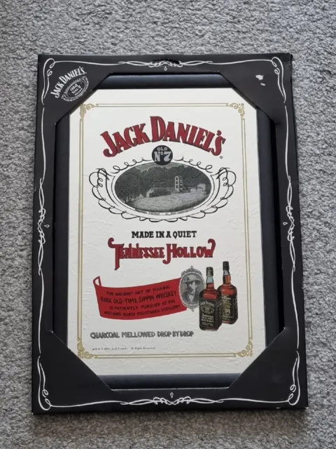 Vintage Jack Daniels Mirror Old No 7 Whiskey 2001 Man Cave Pub Bar 32 X 22cm New