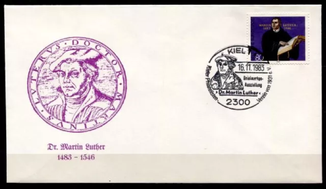 Dr. Martin Luther. Briefmarkenausstellung, Kiel. SoSt. BRD 1983