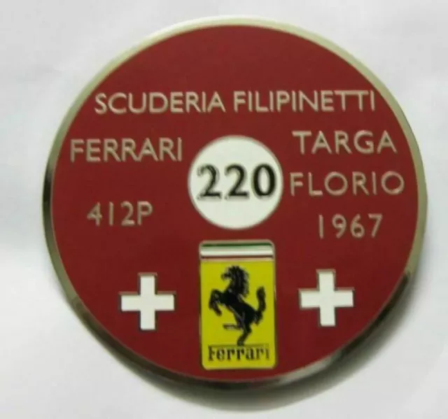 Voiture Badge- Ferrari 412P Targa Florio 1967 Badge Emblème Logos Jaguar Triumph