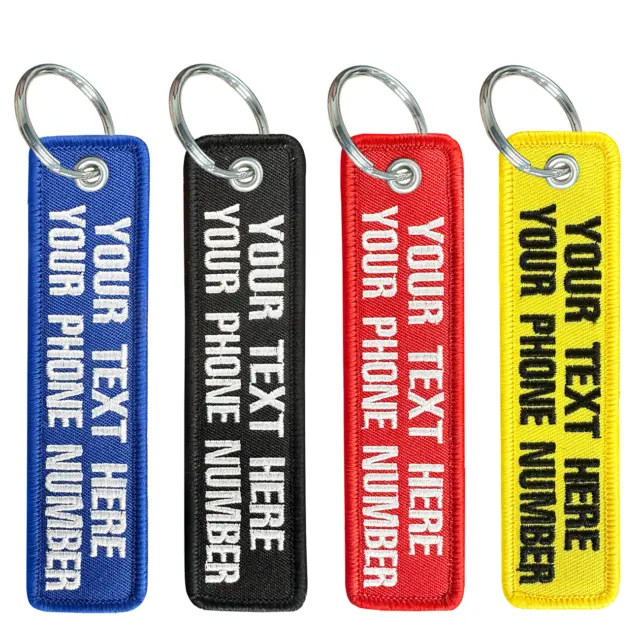 Customized Keyring Double Sided Embroidery Keychain Motorcycle Biker Car Key Tag