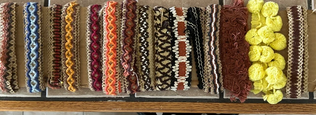 Vintage 1970’s Fabric trim Each Piece Ranging Up To 64 Inches Each