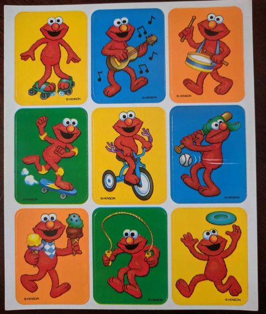 SHEET VINTAGE STICKERS Playful ELMO Sesame Street HENSON $5.85 ...