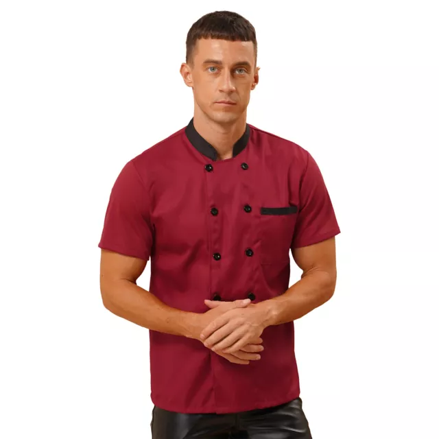 Unisex Mens Double-Breasted Chef Coat Cooks Jacket Chef Works Kitchen Uniform