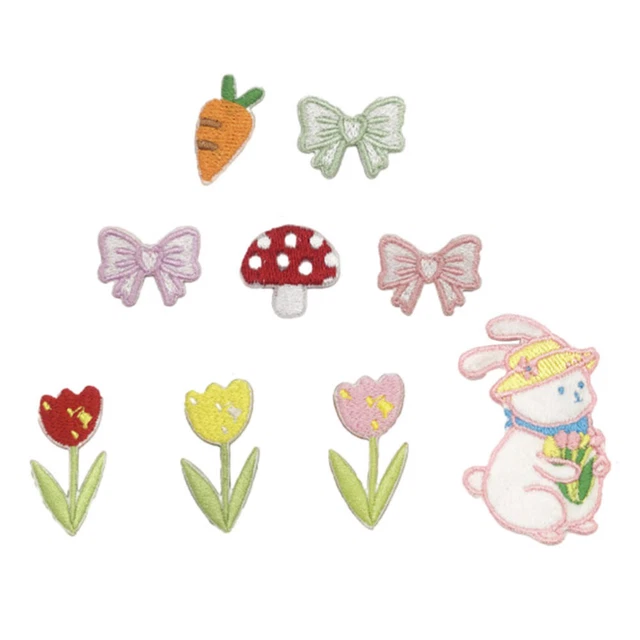 Kaninchen Patch Tier Tuch Applique: Nähen auf Eisen auf Patches Bowknot Karotte