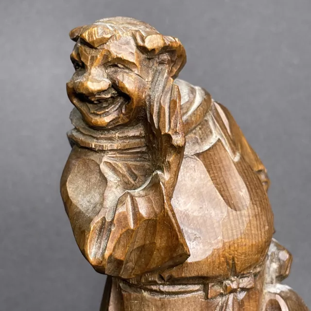 Vintage 1960s Hand-Carved Solid Wood Carving Friar Tuck Figure Of Robin Hood