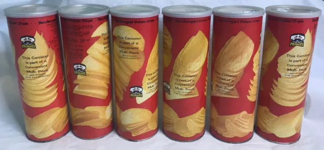 VTG Pringles Cans Newfangled Potato Chip Red Multi-Pack Liner Prop 1970s Lot 6