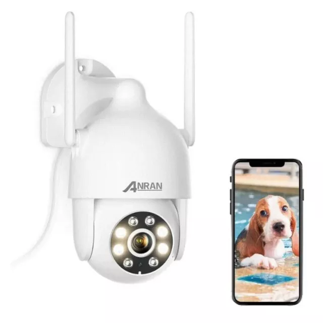 ANRAN P2 Caméra extérieur sans fil 3MP HD WiFi Audio Bidirectionnel Détection du