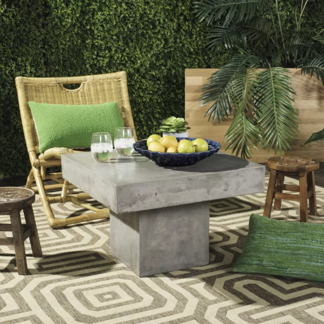 SAFAVIEH Outdoor Collection Tallen Concrete Coffee Table | Dark Grey |