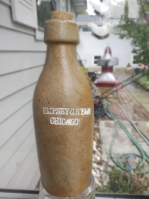 Antique Stoneware Beer Bottle Chicago iL EMPSEY & RYAN Pottery Illinois