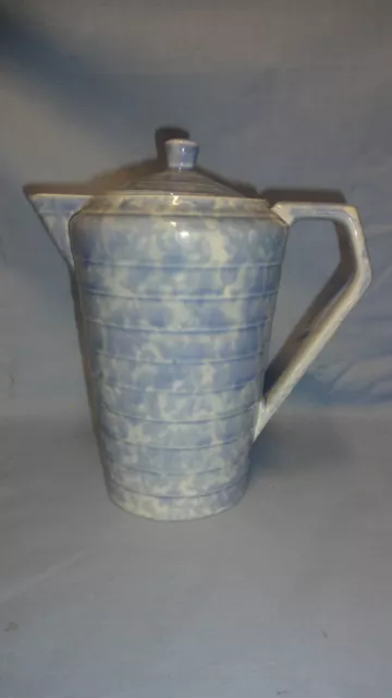 Attractive Art Deco Wade Heath Blue Glazed Coffee Pot / Teapot