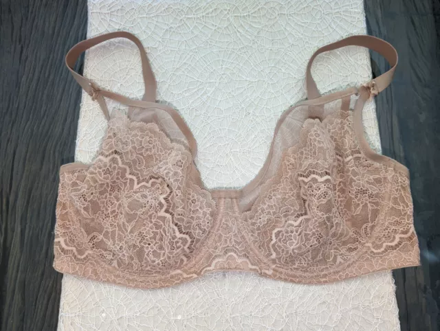 New VICTORIA'S SECRET 36DDD Nude Lace Dream Angels Balconette U/W Bra Balconet