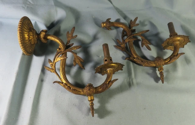 2 ANCIENNES IDENTIQUES APPLIQUES MURALES ART NOUVEAU ,BEC de GAZ en