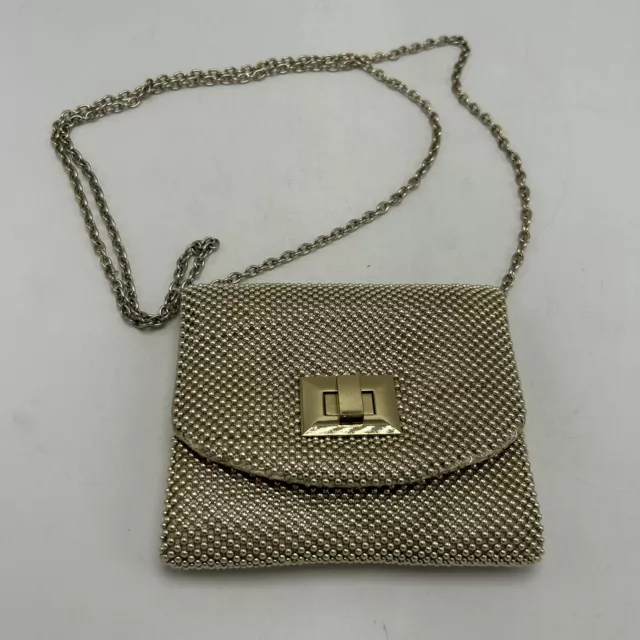Vtg Gold Tone Beaded Evening Bag Purse Shoulder Bag with Chain 6" x 5" Twist