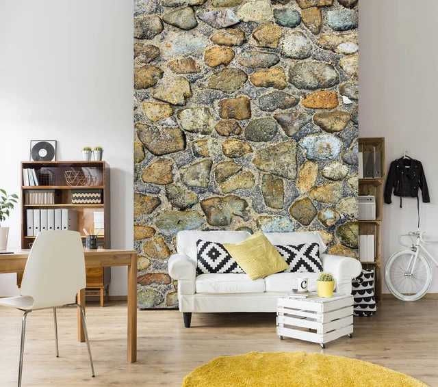 Papier Peint Adhésif 3D Texture Pierre Noire – Mural Amovible Moderne 77