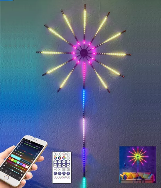 RGB LED fuegos artificiales cadena de luces rayas Bluetooth música colores de ensueño iluminación DE