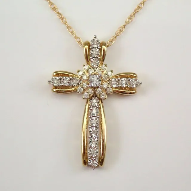 2.10Ct Round Cut Moissanite Luster Cross Charm Pendant In 14k Yellow Gold Plated