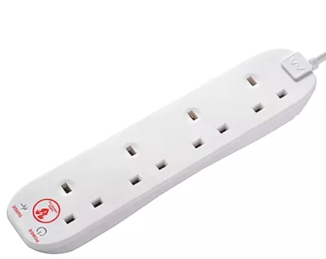 Masterplug 4 Socket Extension Lead 4m Surge Protected 13A New