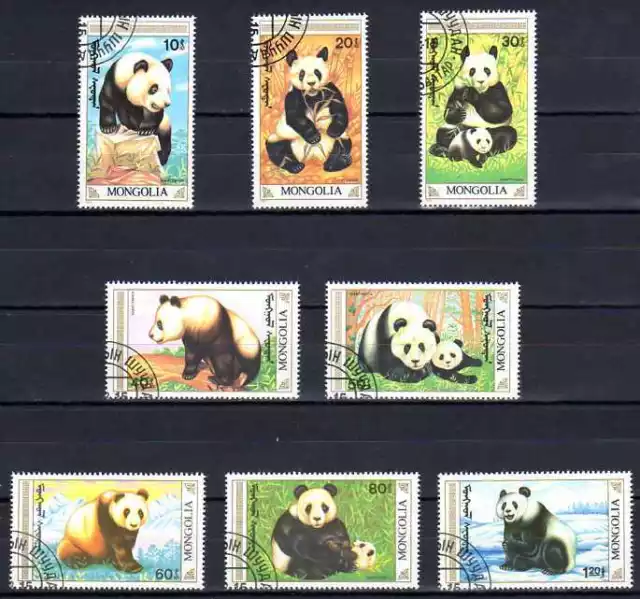 Animaux Pandas Mongolie 1990 (68) Yvert 1765 à 1772 oblitérés used