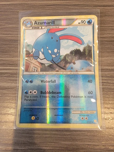 AZUMARILL Reverse Holo 2/123 HeartGold SoulSilver HGSS Pokemon Card LP