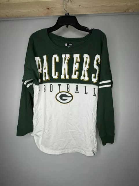 NFL Team Apparel Women’s T-Shirt Long Sleeve Green Bay Packers Football Size XL