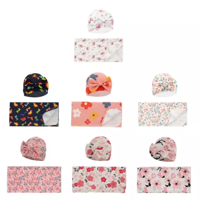 Cotton Infant Receiving Blanket Hat Set Toddler Accessories