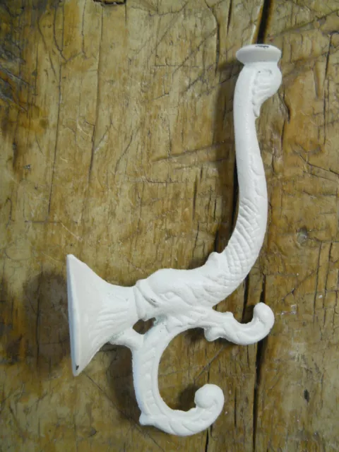 6 Cast Iron NAUTICAL Coat Hooks Hat Hook Rack Hall Tree Restoration DOLPHIN FISH