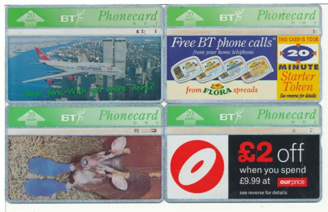 Bt Phonecards  4 Cards Mixed Different British Telecom 1994/95