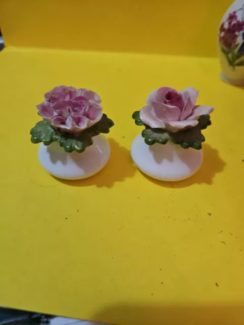 Vintage Aynsley Fine Bone China Floral Salt And Pepper Shakers