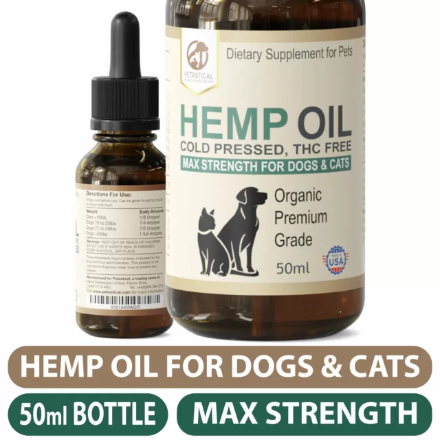 Petastical Hemp Oil for Dogs - Fast Acting Organic Calming Aid Supplement