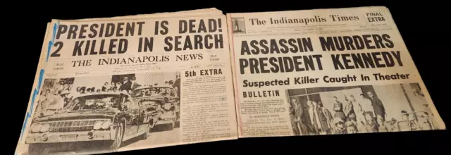 JFK President John F. Kennedy Assassination  Headline 1963-2 Newspapers Indiana