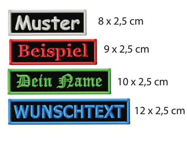 Namensschild Aufnäher Patch gestickt mit Wunschtext & Wunschgröße, Biker, Kutte