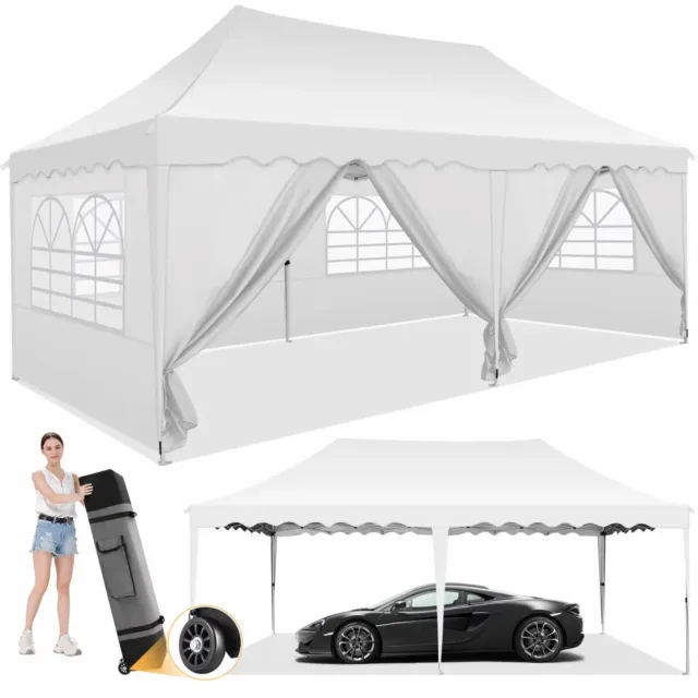 10x30/20 Heavy Duty Pop Up Canopy Commercial Tent Waterproof Car Gazebo Outdoor^