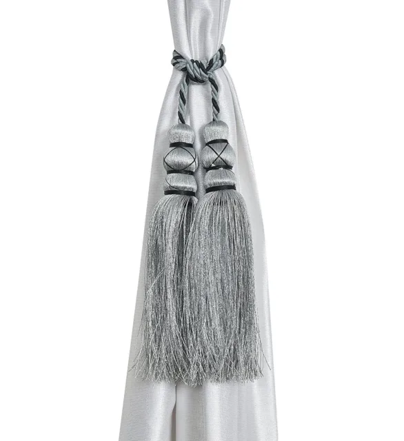 Beautiful Tassel Rope Curtain Holders TieBacks for Home decor Grey Set of 6